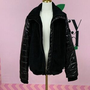 Buddy Love Black Mixed-Media Puffer Jacket